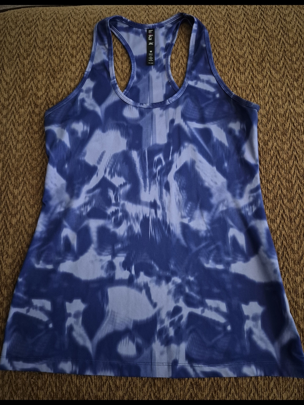 lukka Blue Tie-Dye Racerback Tank Top